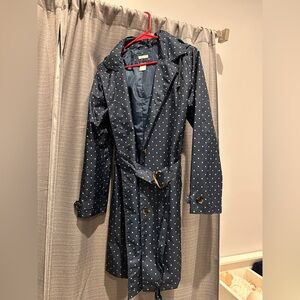 Capelli of New York Navy Polka Dot Trench Coat